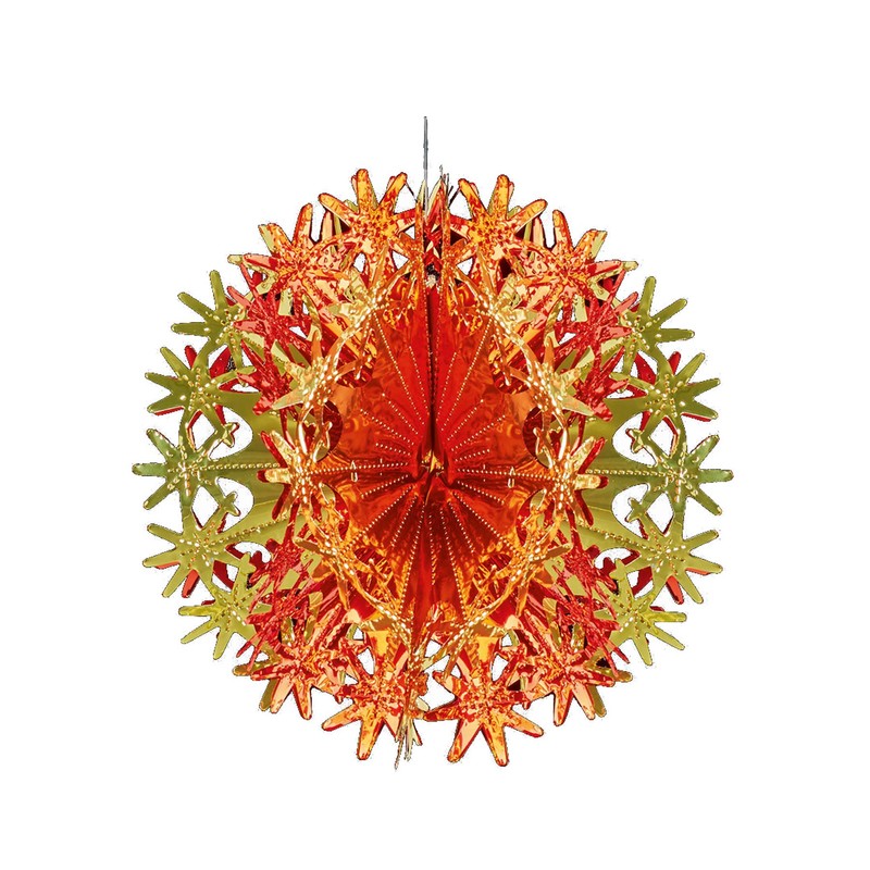 Foil Ceiling Decorations Red/Gold Christmas 2 Tone - Set 4