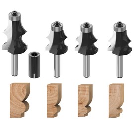 ROOCBIT 1/4 Inch Shank Architectural Molding Router Bit Drawing line Bits Woodworking Cutter Tool - 1/4, 3/8, 5/16, 1/2 4PCS