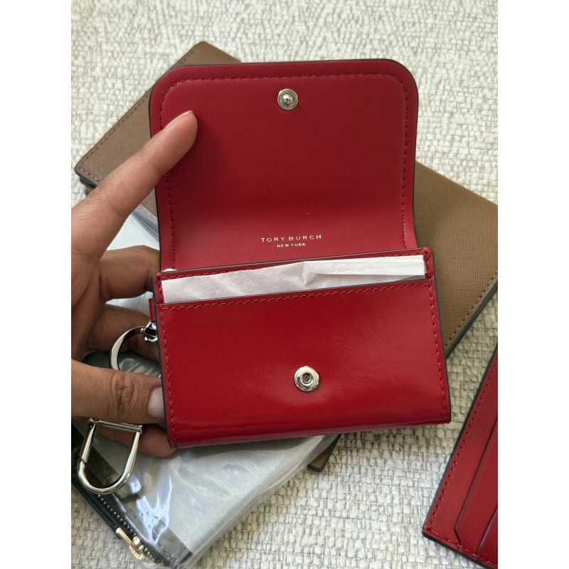 Tory Burch New Tory Burch EMERSON PATENT FLAPCARD WARM RED