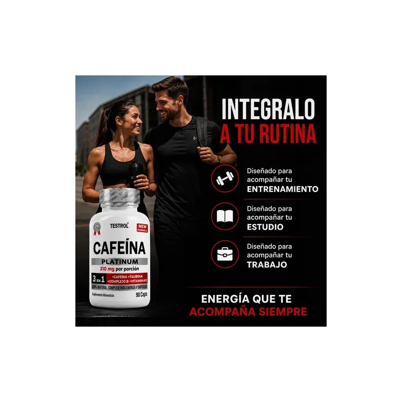 Cafeína 210 Mg Testrol Platinum 90 Cápsulas