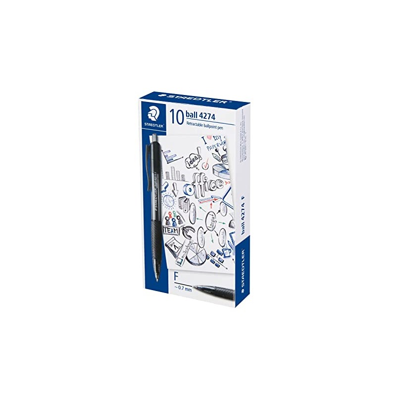 Staedtler Ballpoint Pen, 0.7 mm (F), Black Ink, Set of