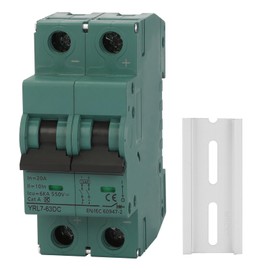 TOMSHIELE DC 20 Amp Circuit Breaker,500V 2 Pole DC Disconnect Switch for Solar PV System, DIN Rail Mount Solar Panel Disconnect Switch(C20A)
