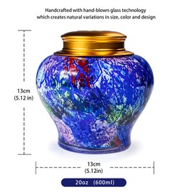 LLAVVD 600ml Versatile Glass Art Jar- Perfect for Coffee, Tea, Spice Storage & Biscuit, Candy Display, Elegant Home Decor Artwork (13cm)