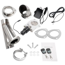 Unbranded 3" Electric Exhaust Valve Y Pipe Kit w/ Remote Switch Single Exit Downpipe Back