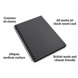 Artgecko Shady Sketchbook A4 Portrait - 80 Pages (40 Sheets) 200gsm Black Toned Card