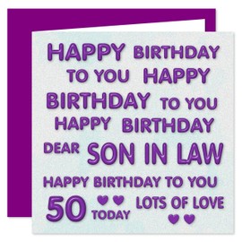 Son 50th Happy Birthday Card - Happy Birthday to You Dear Son - Perfect Purple Design - 50 Today