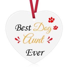 Dog Aunt Gift Christmas Ornament Aunt Gifts from Niece Nephew Aunt Birthday Gifts Auntie Gift Ceramic Ornament Dog Lover Gift Christmas Tree Decoration for Auntie Gift from Niece