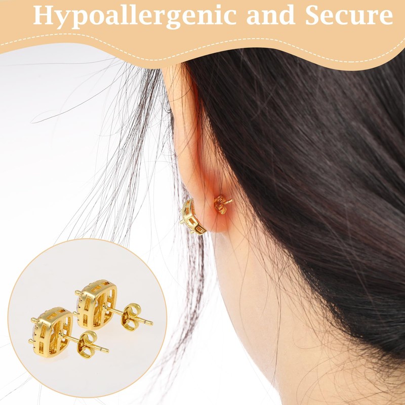 Aiyorse 200Pcs Earring Backs, 925 Sterling Gold Earring Backs, Butterfly