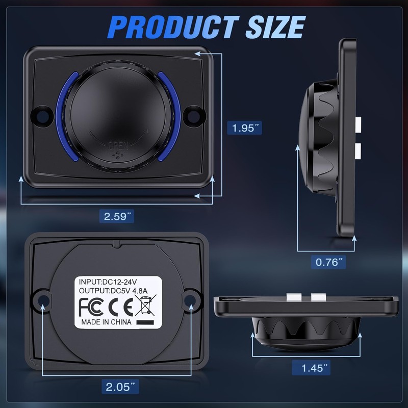 Nilight Quick USB Outlet Socket 12V 24V Dual USBs Connector