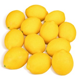 Tenorbass 12 Pcs Fake Lemons Decoration Faux Yellow Lemons Artificial Fruits Lemon Decor Kitchen 3.54 x 2.75 Inch Lemon for Summer Party Decorations, Table Decor, Photo Props