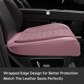 DOMAL Car Seat Covers Front Bottom Seat Covers,Anti-Slip and Wrap Around Automotive Seat Cushion Covers,Universal Luxary Leather Car Seat Cover Fit for 95% Vehicles (Bottom-Pink, 2PCS)
