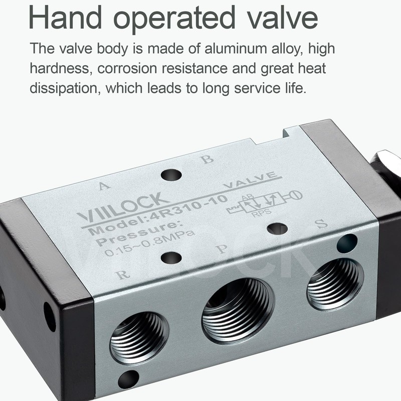 VIILOCK Pneumatic Air Hand Lever Valve, 5 Way 2 Position