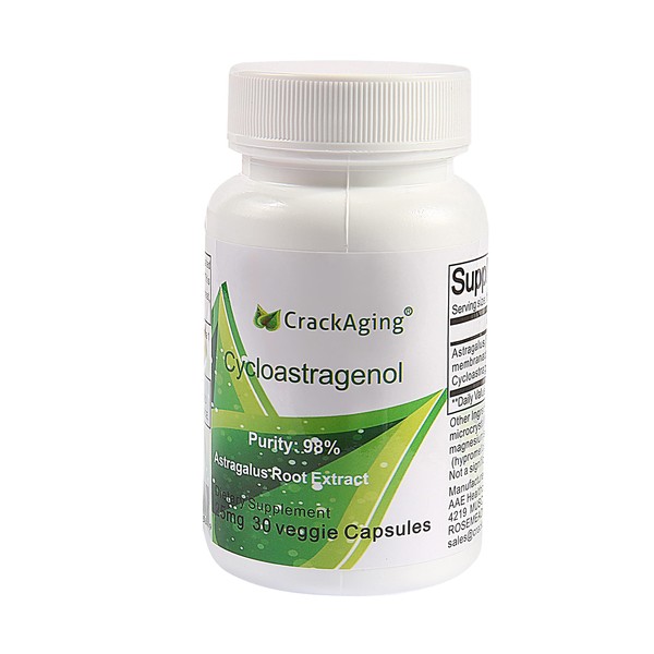 Crackaging Super-Absorption Cycloastragenol 98% Immune Support | Anti-Aging Supplements | Telomere Nutritional 25mg, 30 Vegetarian Capsules