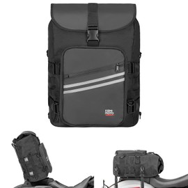 KEMIMOTO Motorcycle Sissy Bar Bag 30L Motorcycle Tail Bag with Waterproof Rain Cover Motorcycle Travel Luggage Bag for Trip Camping Outdoor Motorbike Helmet Bag with 4 Straps 1 Shoulder Strap