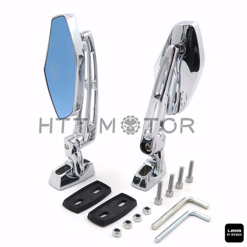 HTTMT- Chrome Adjustable Diamond Base Mirrors Rearview Compatible with Suzuk