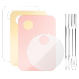 4 Pcs Makeup Mixing Tray Acrylic Cosmetic Palette Foundation Makeup Mixing Palette Paint Palettes with Spatula Tool for Eye Shadow Lipsticks Nail Art Beauty Salon Professional Pigment Blending
