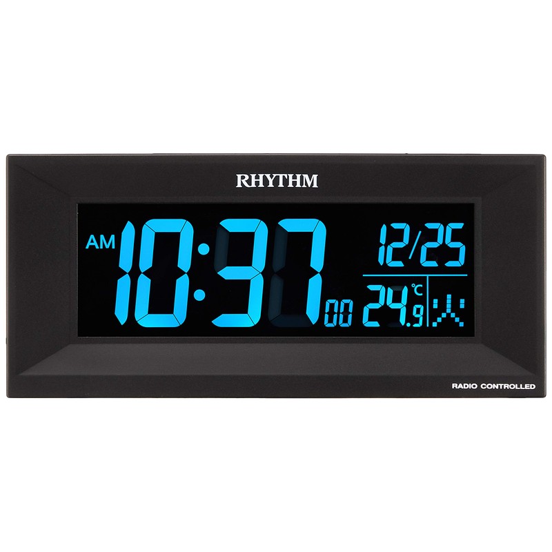 RHYTHM 8RZ196SR02 Alarm Clock, Radio Clock, Digital, Gradient, LED, 365