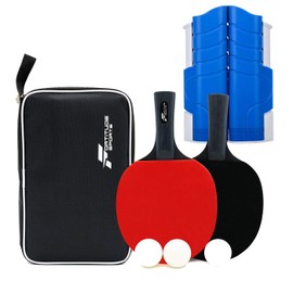 Fortitude Sports Table Tennis Set With Net | Ping Pong Set With 2 Rackets, 3 Balls and Portable Table Tennis Net | Table Tennis Bats and Balls with Retractable Net For Dining Table (Blue & White Net)