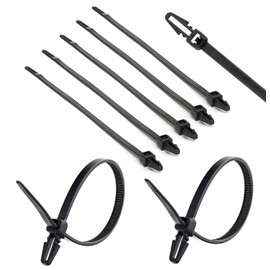 TERF® 100 Pcs Black Push Mount Cable Ties 150mm (6'') X 3.6mm Nylon Zip Ties Car Chassis Automotive Boat Trailer Zips Tie Fastener Wire Harness Clips Wraps Home Office Warehouse Garden Workshop