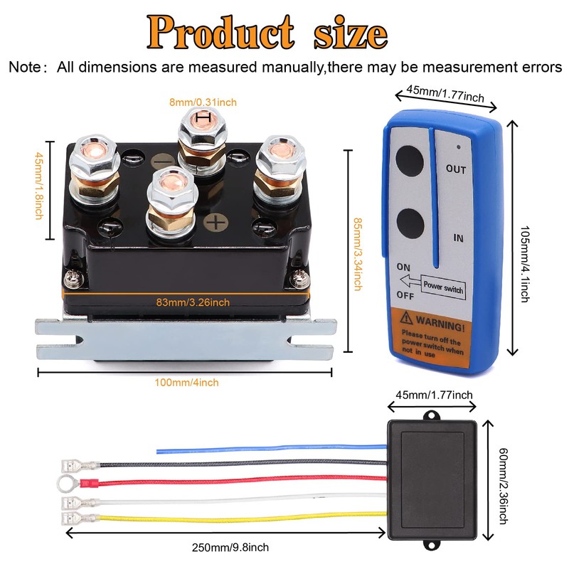 Torkettle 12V 500A Winch Solenoid Contactor Relay,Wireless Twin Remote Control