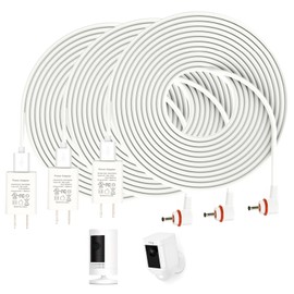3 Pack Charging Cable DC 5V 2A Adapter Barrel Plug for Stick Up Cam Battery/Plug-in 3rd / 2nd Gen & Spotlight Cam Battery, 16Ft /5M Power Charger Cable 3.5mm Weatherproof Fast Continuous Charging