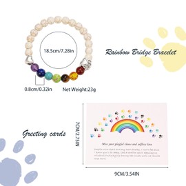 YTOOK Pet Cat/Dog Memorial Gifts, Pet Sympathy Gifts，7 Chakra 8MM Rainbow Bridge Pet Memorial Bracelet for Women Men Who Loss of Pets，Dog Loss Gifts
