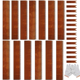 MerxCompro Corten Steel Landscape Edging, 40" L x 8" H, 18 GA Thickness, 13 Pack + 14 Stakes, Enhance Garden, Yard, Park, Lawn, Plants & Vegetables w/Long-Lasting Rust-Finish Cor-Ten Edging