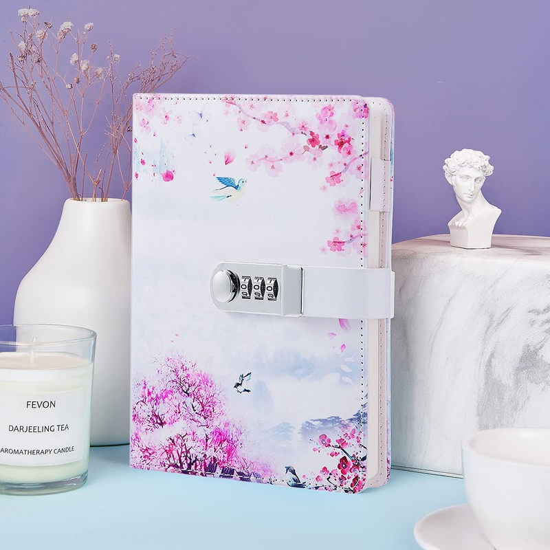 NectaRoy Lock Journal Lockable Diary, PU Leather Cover Writing Notebook