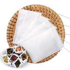 HOMIKLSA Pack of 600 Tea Bags for Loose Tea, 7 x 9 cm Tea Filters for Loose Tea with Drawstring, Self-Filling Tea Strainer for Fruit Tea Scented Spices Vanilla Lavender Coffee