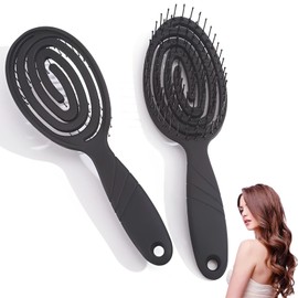 Hair Brush,Senshuomy Detangling Brushfor Women, Men, and Children-Unique Spiral Hair Brush with Flexible Soft Pin Bristles for Detangling Wet/Dry Hair, and Head Massaging Pro(1Pcs/Black)
