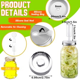 Tessco for you 8 Set Fermentation Kit, Wide Mouth Fermentation Lids and Weights, Airlocks and Silicone Rings for Mason Jars Making and Storing Sauerkraut Probiotic Food (No Jars)