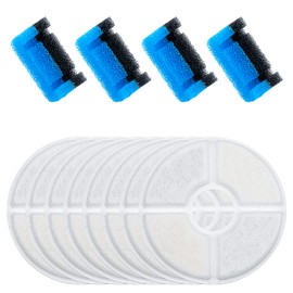 Wonder Creature Cat Water Filter, Cat Fountain Filter Replacement, 8 Round Carbon Filters and 4 Upgraded Sponge Foam Filter for Round Stainless Steel Top Cat Fountain