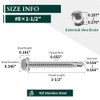 #8 x 1-1/2" (100 pcs) Hex Washer Head Self Drilling