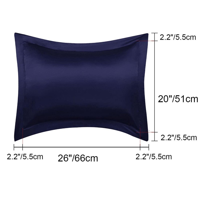sourcing map Luxury Satin Oxford Pillowcases, Pair of 2 Navy
