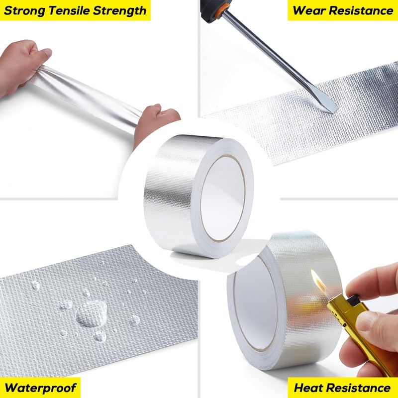 FIREWESS Aluminum Foil Heat Shield Tape 2inx66ft, Silver Heat ReflectiveTape,