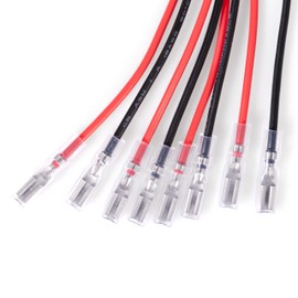 110 Terminal Wires – Mini Spade Quick Connect/Disconnect 0.110" (2.8mm) Female Tabs with Insulated Sleeves – 18 AWG Heavy-Duty Wire – 8 Pieces