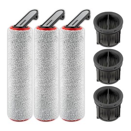 (6 Pack) H14 Pro Replacement Roller Brushes and HEPA Filters Compatible with Dreame H14 Pro Cordless Wet and Dry Vacuum Cleaner, 3 Roller Brushes, 3 HEPA Filters, Accessories Kit