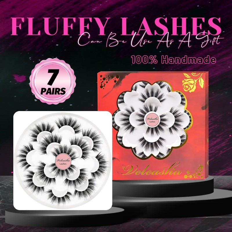 Veleasha Lashes 5D Faux Mink Lashes Fluffy False Eyelashes Handmade