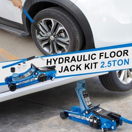 GAOLLY Floor Jack Kit 2.5 Ton (5,500 lbs) | Car Jack Kit - Hydraulic Low Profile Jack | Trolley Jack - Tire Jack Tool Kit for SUV and Auto - Universal Kit with Lug Wrench Blue