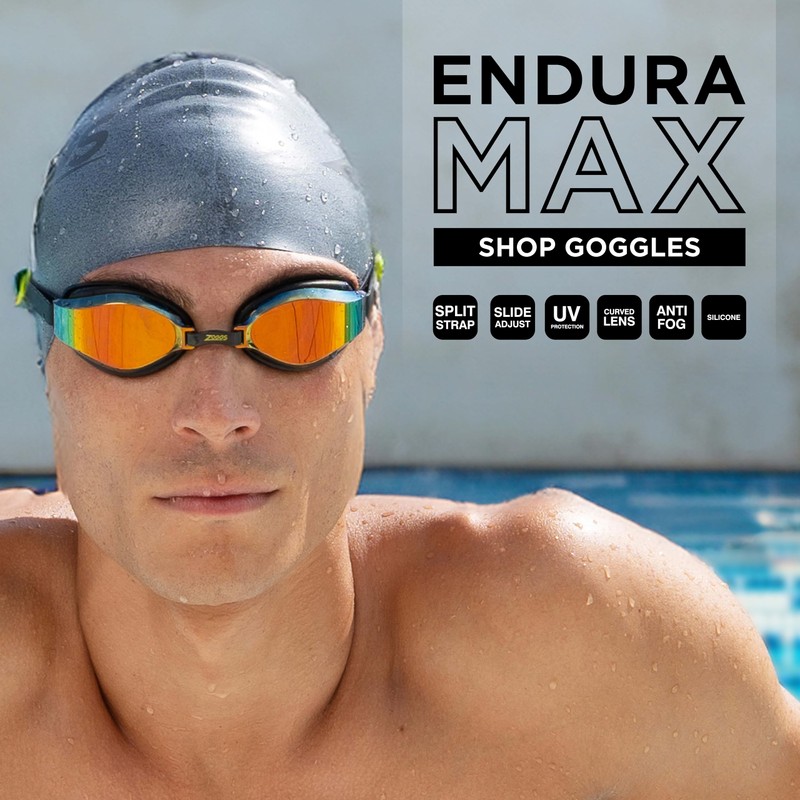 Zoggs Endura Max Unisex Adult Swimming Goggles, White/Pink/Clear
