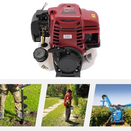 LyeXD 37.7CC 4-Stroke Gasoline Engine, 1kW 6500RPM Gas Power Lawnmowers Engine Motor with 0.65L Fuel Tank, Single Cylinder Air-Cooled Petrol Engine for Post Hole Digger Replacement