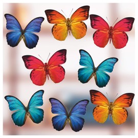 Stickers4 Schmetterlings-Fensteraufkleber zum Schutz gegen Vogelschlag - 8 schöne Schmetterlings- Glasaufkleber, doppelseitig und selbstklebend zum Schutz gegen Vogelkollisionen
