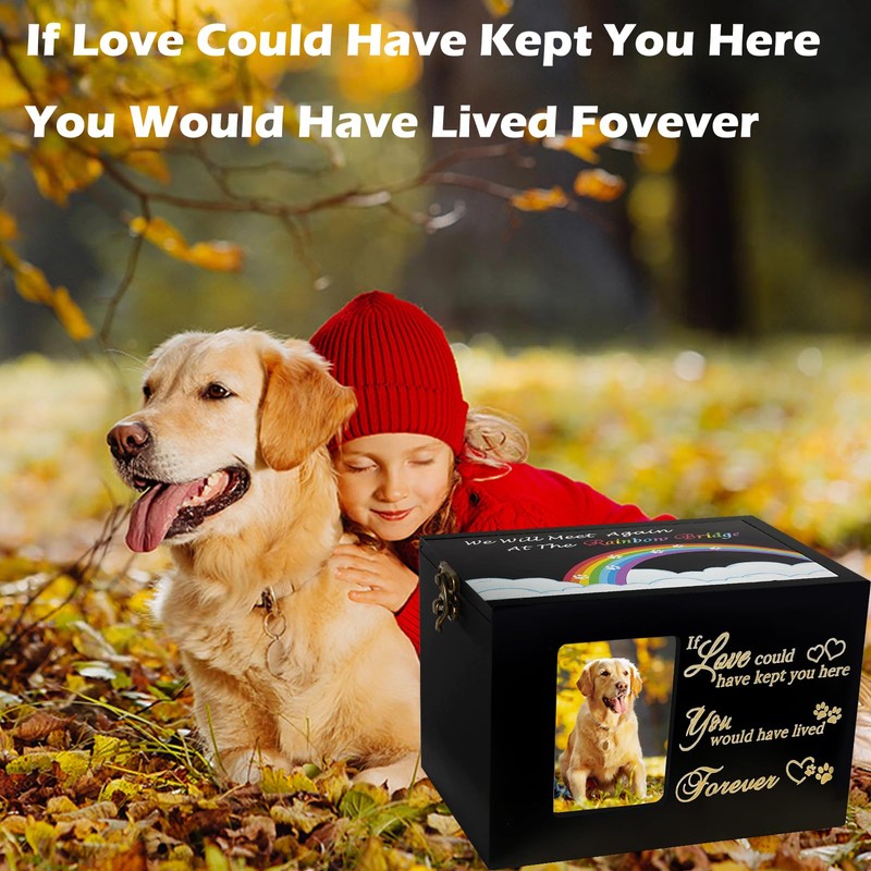 Sofunii Pet Urn for Ashes, Solid Wood Memorial Urn for