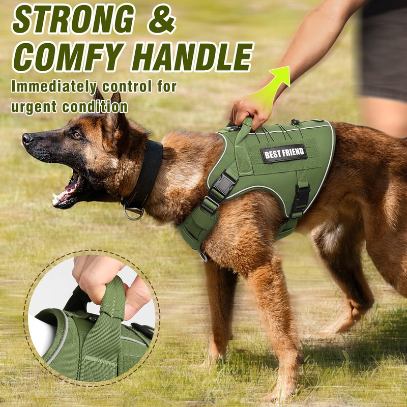 MOOGROU Tactical Dog Harness for Large Dogs,No Pull Military Dog
