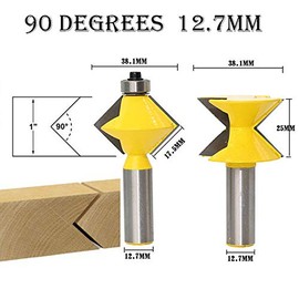 2 Pieces 90 Degree V Design Tingue Groove Edge Router Bit Set 1/2 Inch Shank Forming Milling Cutter Woodworking Wood Stitch Tool