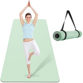 CAMBIVO Extra Wide Yoga Mat for Women and Men (72"x 32"x 1/3"), Non-slip Large TPE Exercise Fitness Mat for Yoga, Pilates, Workout (8mm, Mint Green)