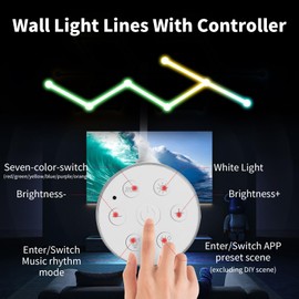 KOBAIBAN Smart Wall Light Lines, WiFi RGB LED Light Bars, 16M+ Color Dimmable Music Sync DIY Home Decor Light Bars for Gaming Party Streaming Lovers, Work with Alexa & Google Assistant (6 Lines,White)