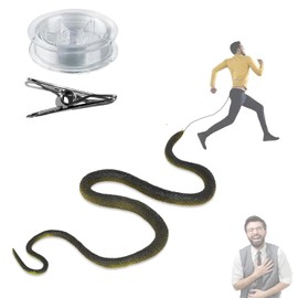 Zuzer Snake Toy 110 cm Realistic Rubber Snakes Joke Item Fake Snake Prank Toy with Cord and Clip, Snakes that Follow People