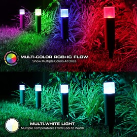 Monster Smart RGB+IC+WW Pathway LED Lights, 4 Individually Controlled Dimmable LEDs, Sound Reactive, IP44 Water & Weather Resistant, Compatible with Alexa, Siri, Google Home, Monster App, Razer Chroma
