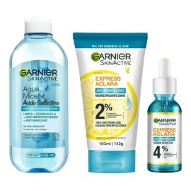 Kit Garnier rutina express aclara anti-imperfecciones ácido salicílico